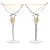 Rhinestone Studded Martini Glasses (Gold)