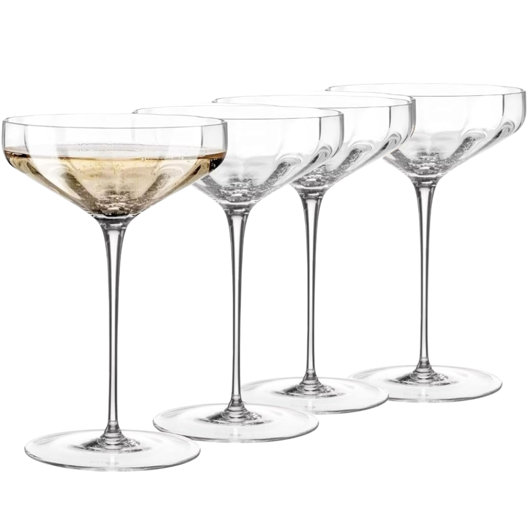 Opulent Angled Coupe Cocktail Glasses, Set of 4