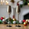 Silver Unbreakable Stainless Steel Champagne Flutes, Set of 2